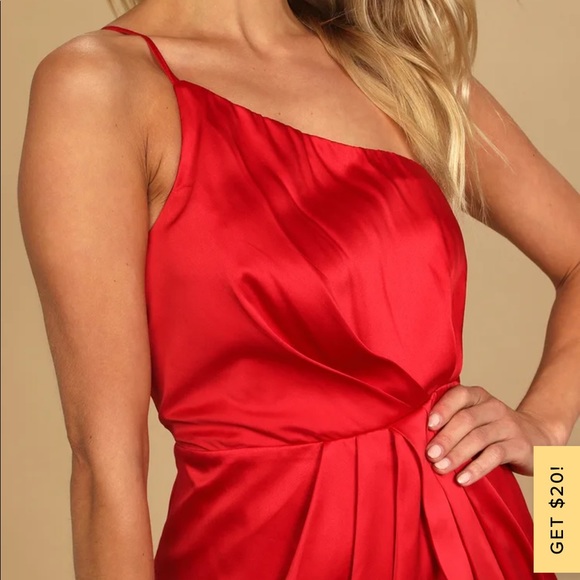 Lulu’s Red satin Dress. Brand new w/tags and never worn. - Picture 3 of 8